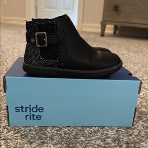 Stride Rite Black Ankle Boots with Buckle